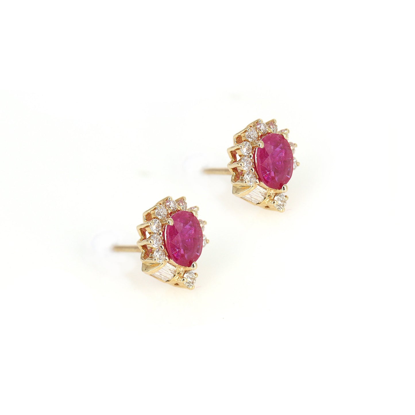 Ruby Studs Yellow Oval Cut Ruby Earring 14K Gold