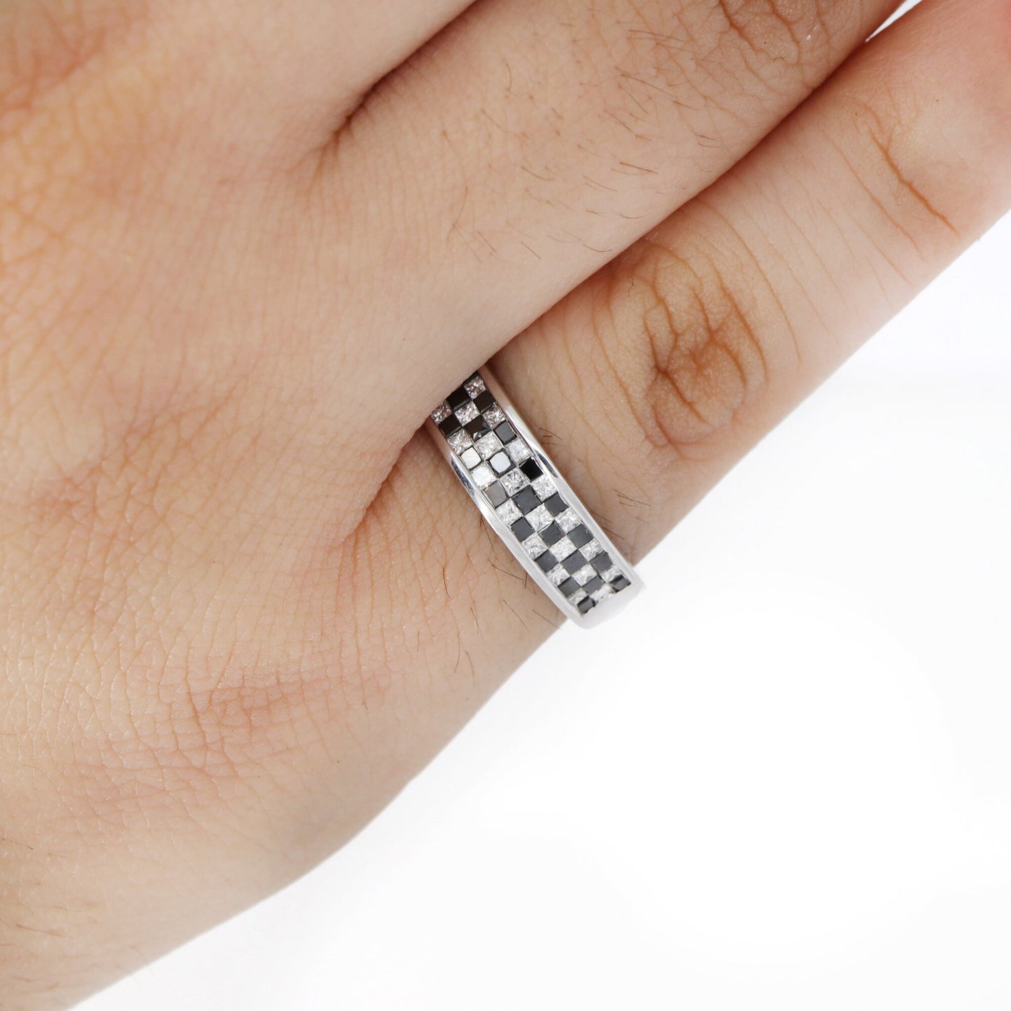 Half Eternity Band White Ring 18K Gold