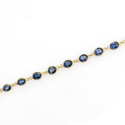 Handmade Blue Sapphire Bracelet 14K Gold