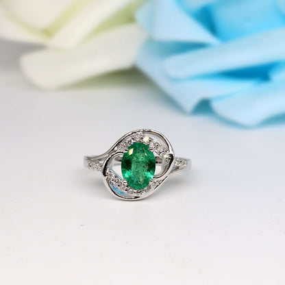 Handmade White Emerald Ring 18K Gold