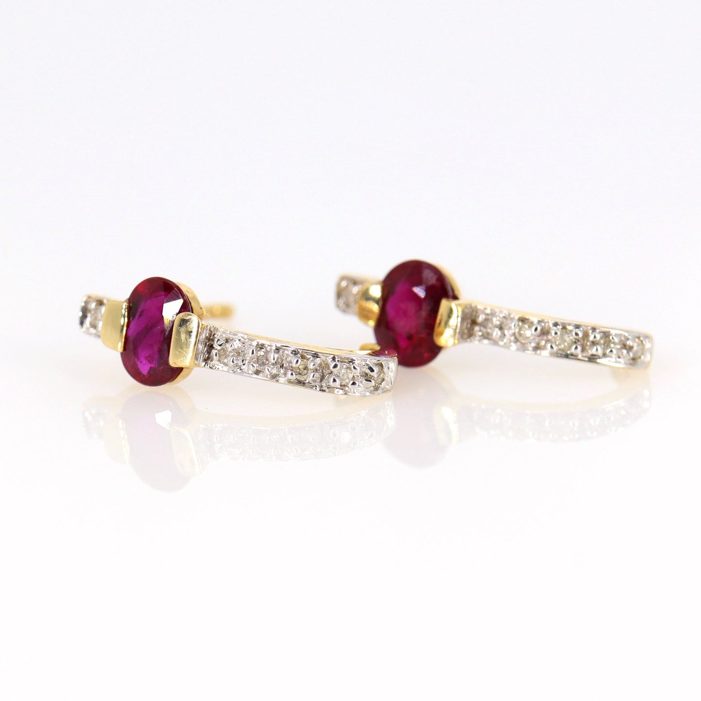 Ruby Studs/ Yellow Dainty Studs/ Earring 14K Gold