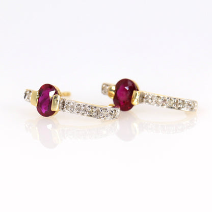 Ruby Studs/ Yellow Dainty Studs/ Earring 14K Gold
