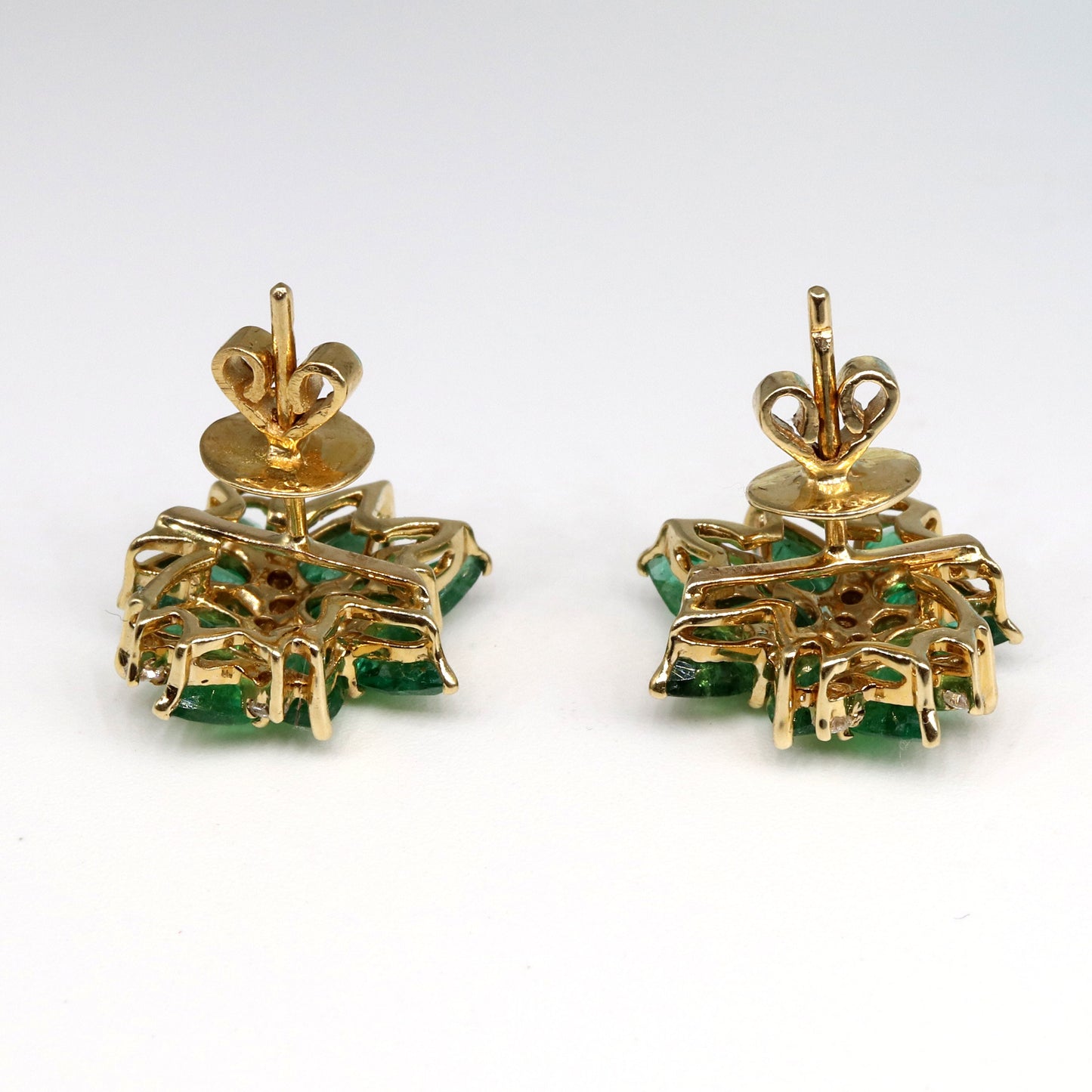 Yellow Women Studs / Emerald Earring 14K Gold