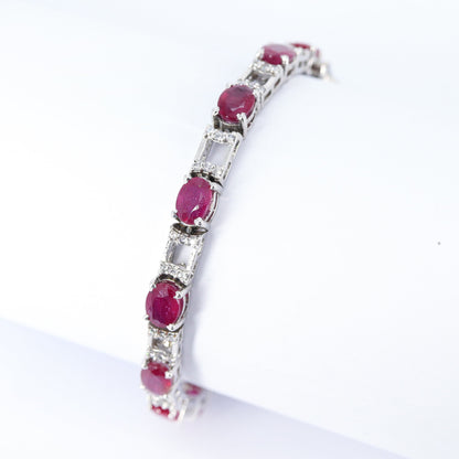 Ruby Cubic Zircon Bracelet Silver