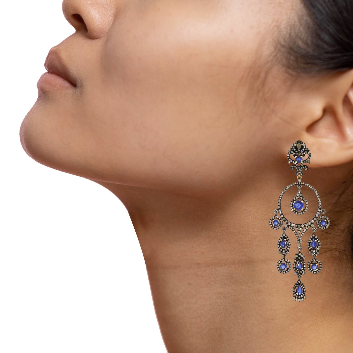 Victorian Blue Kyanite Earring Gold