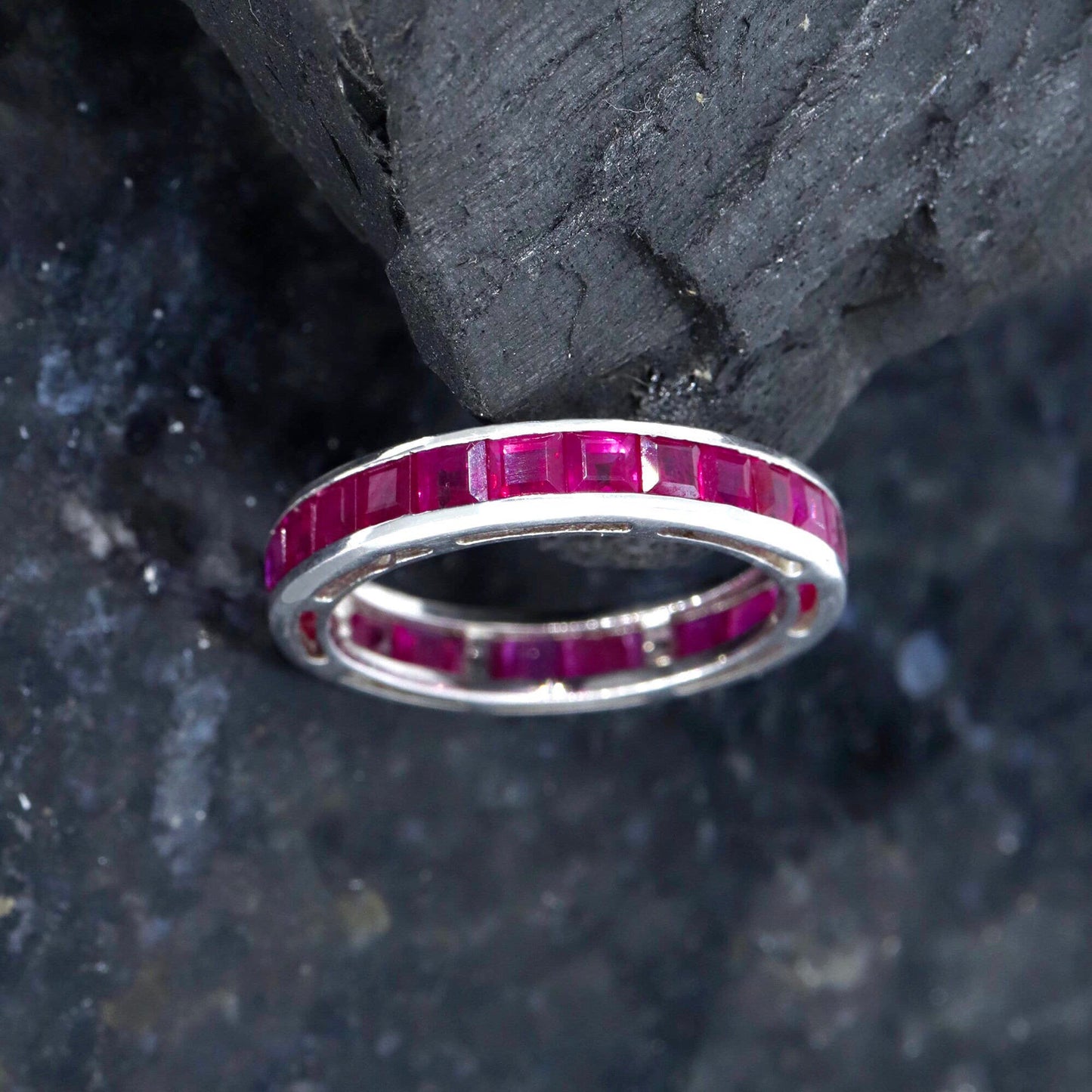 Full Eternity Band Ruby Ring Silver
