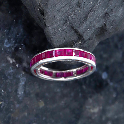 Full Eternity Band Ruby Ring Silver