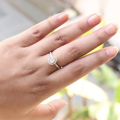 0.34 Halo Engagement Ring 18K Gold