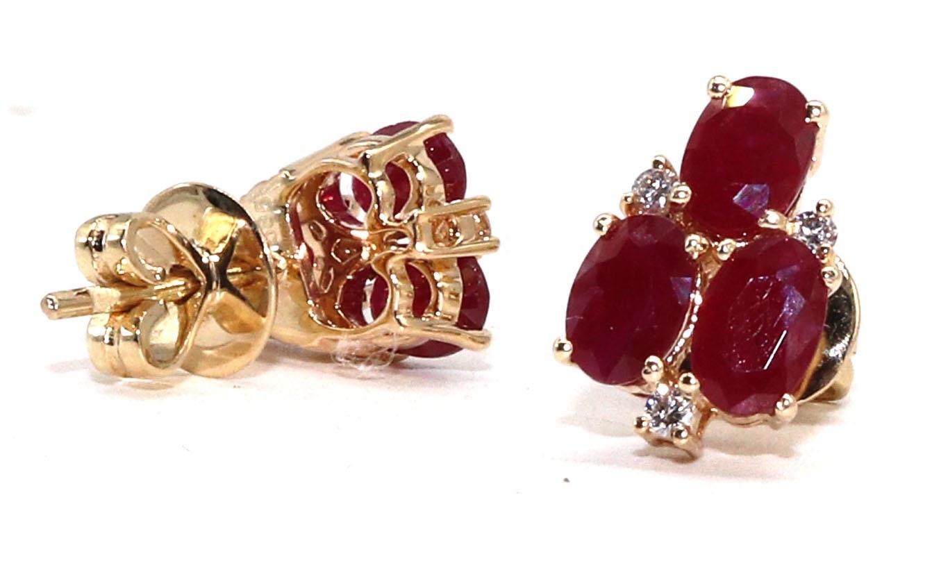 Handmade Ruby Stud Earring 14K Gold