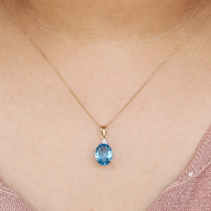 Dark Blue Topaz Necklace 14K Gold