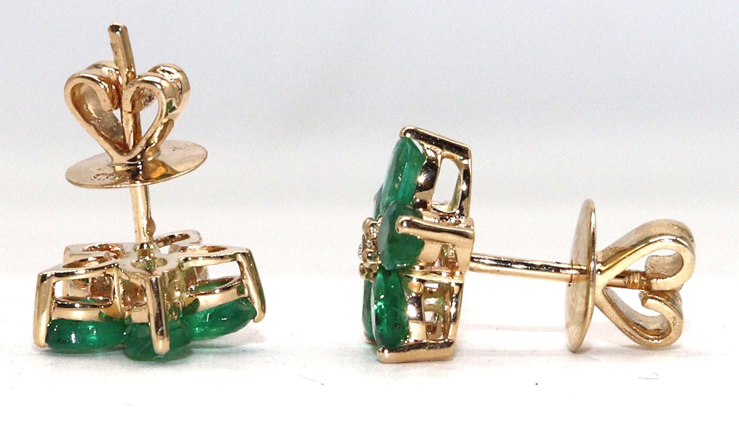 Yellow Emerald Stud Earring 14K Gold