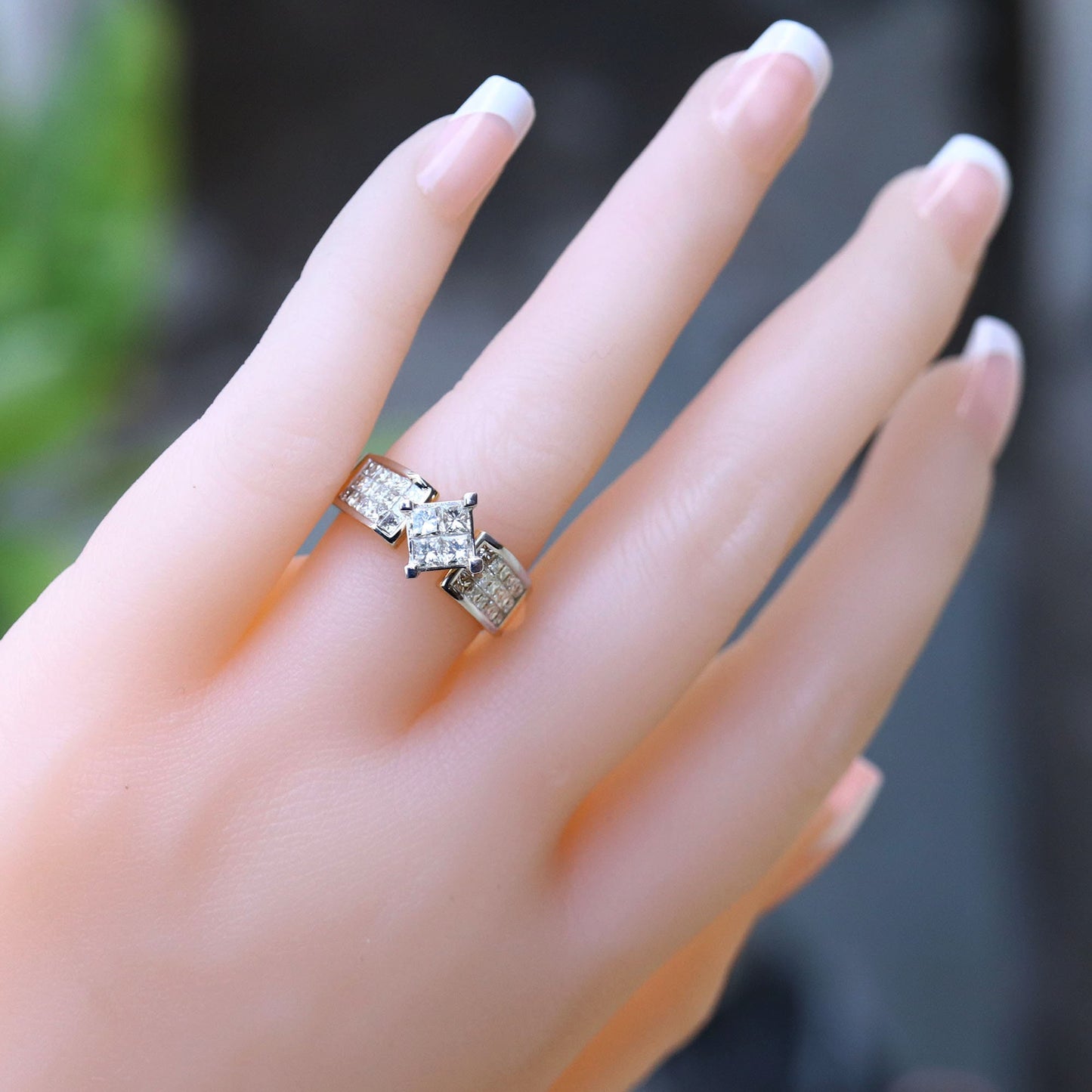Yellow Princess Cut Invisible Illusion Ring 18K Gold