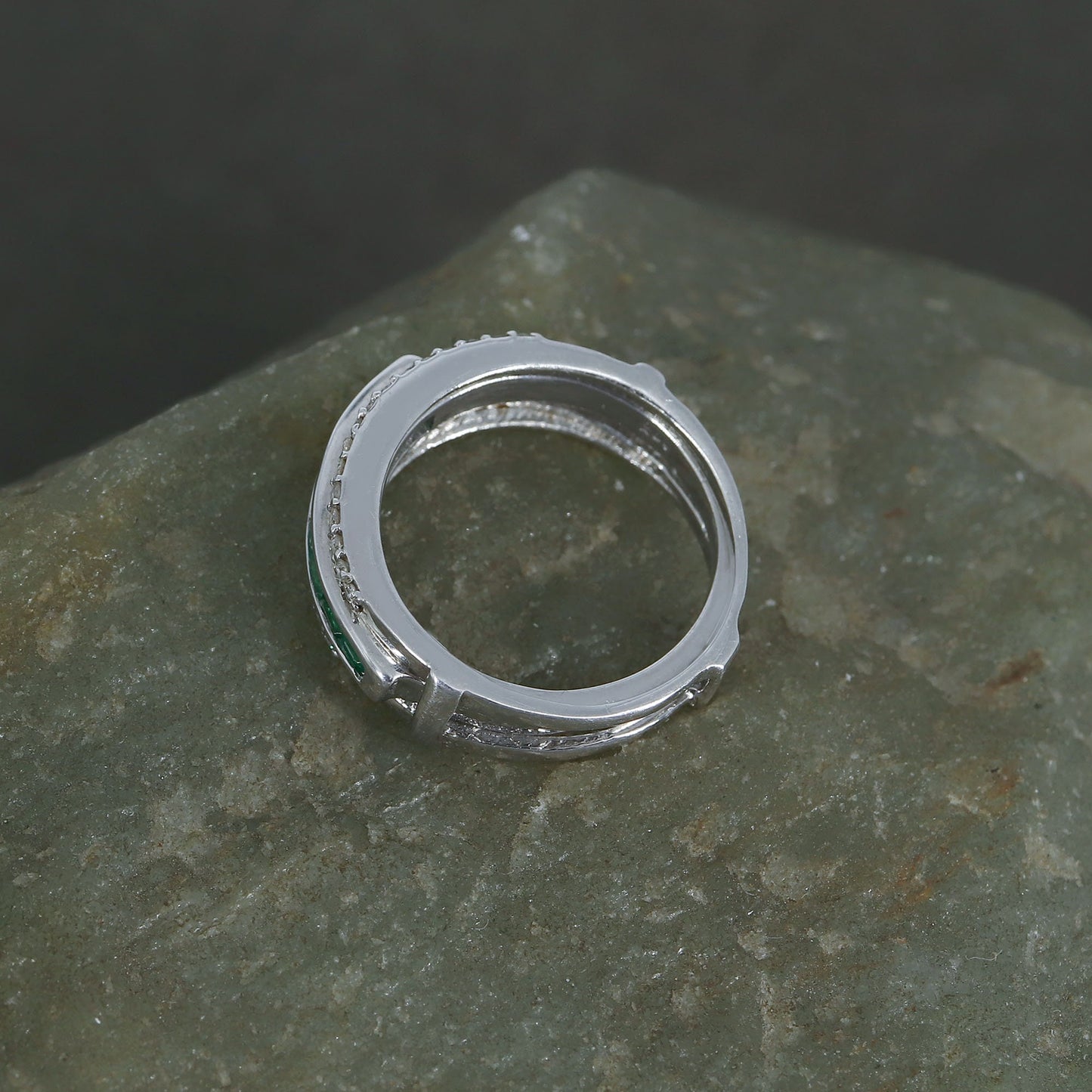 Magical Band Band Half Eternity Band Ruby Blue Sapphire Emerald Stone Ring Silver