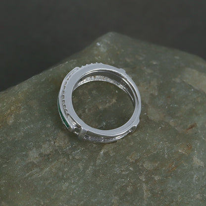 Magical Band Band Half Eternity Band Ruby Blue Sapphire Emerald Stone Ring Silver