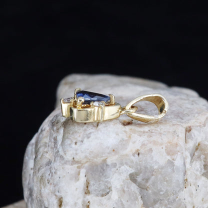 Yellow & Blue Sapphire Pendant 14K Gold
