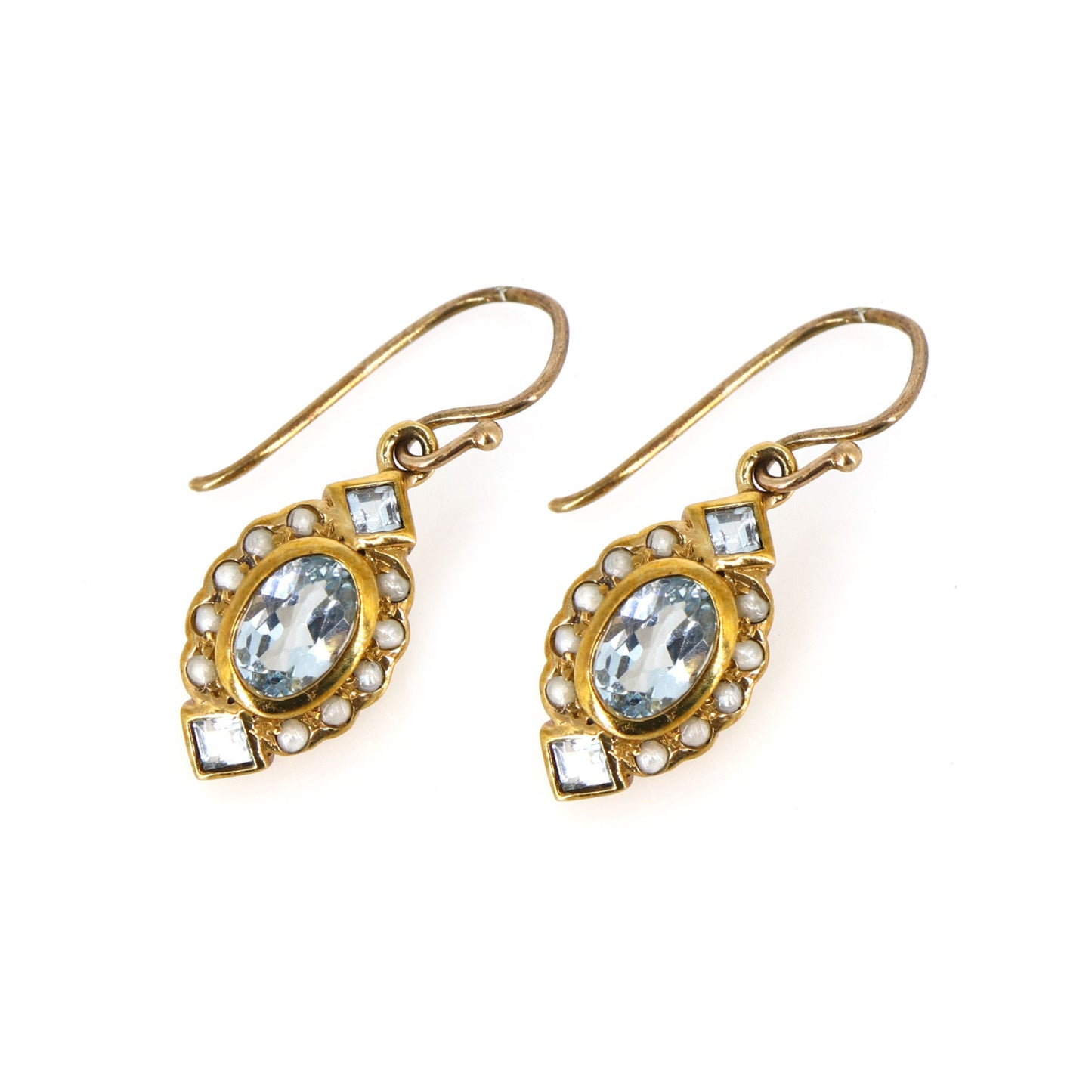 Rare Vintage Blue Topaz Jewel Drop Earring Gold