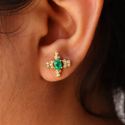 Cross Style Earring 18K Gold