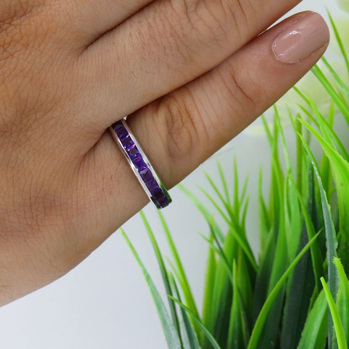 Amethyst Gemstone Ring Silver