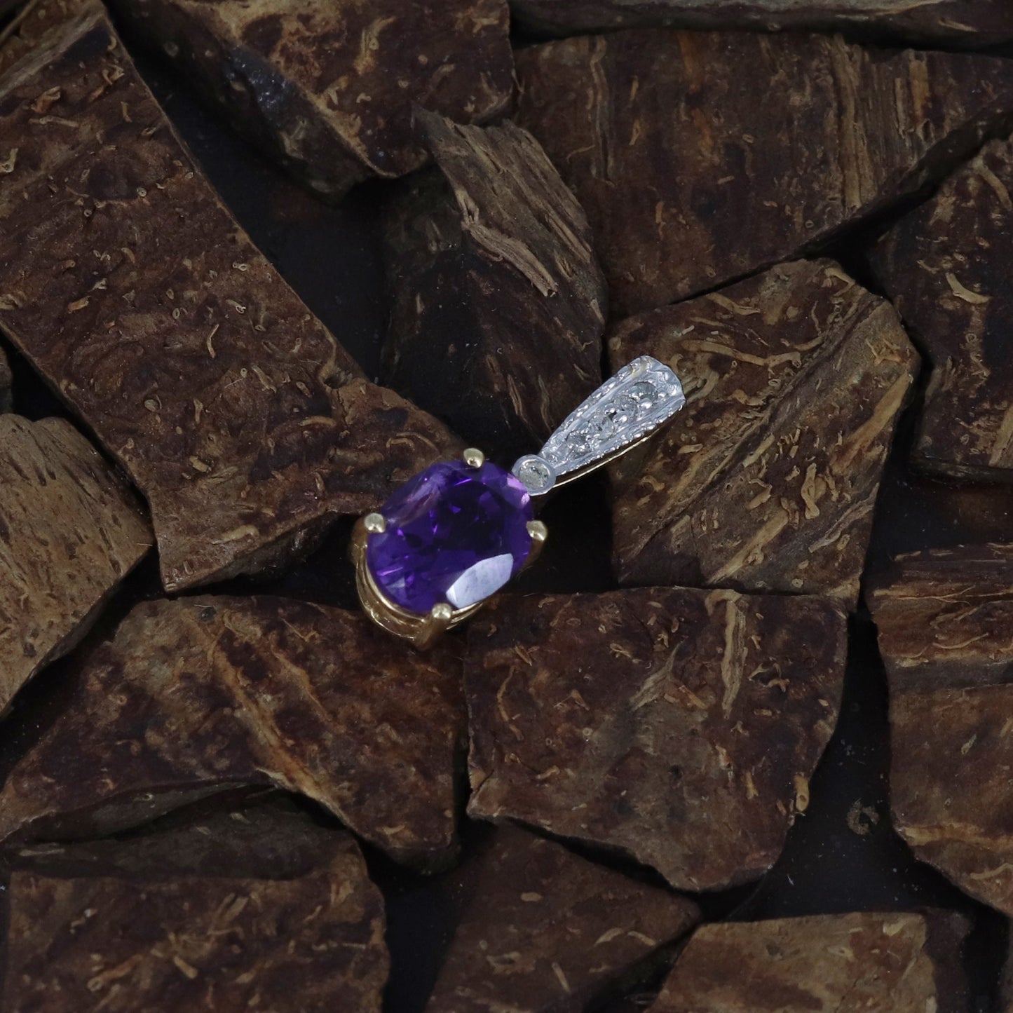 Unique Design Amethyst Necklace 14K Gold