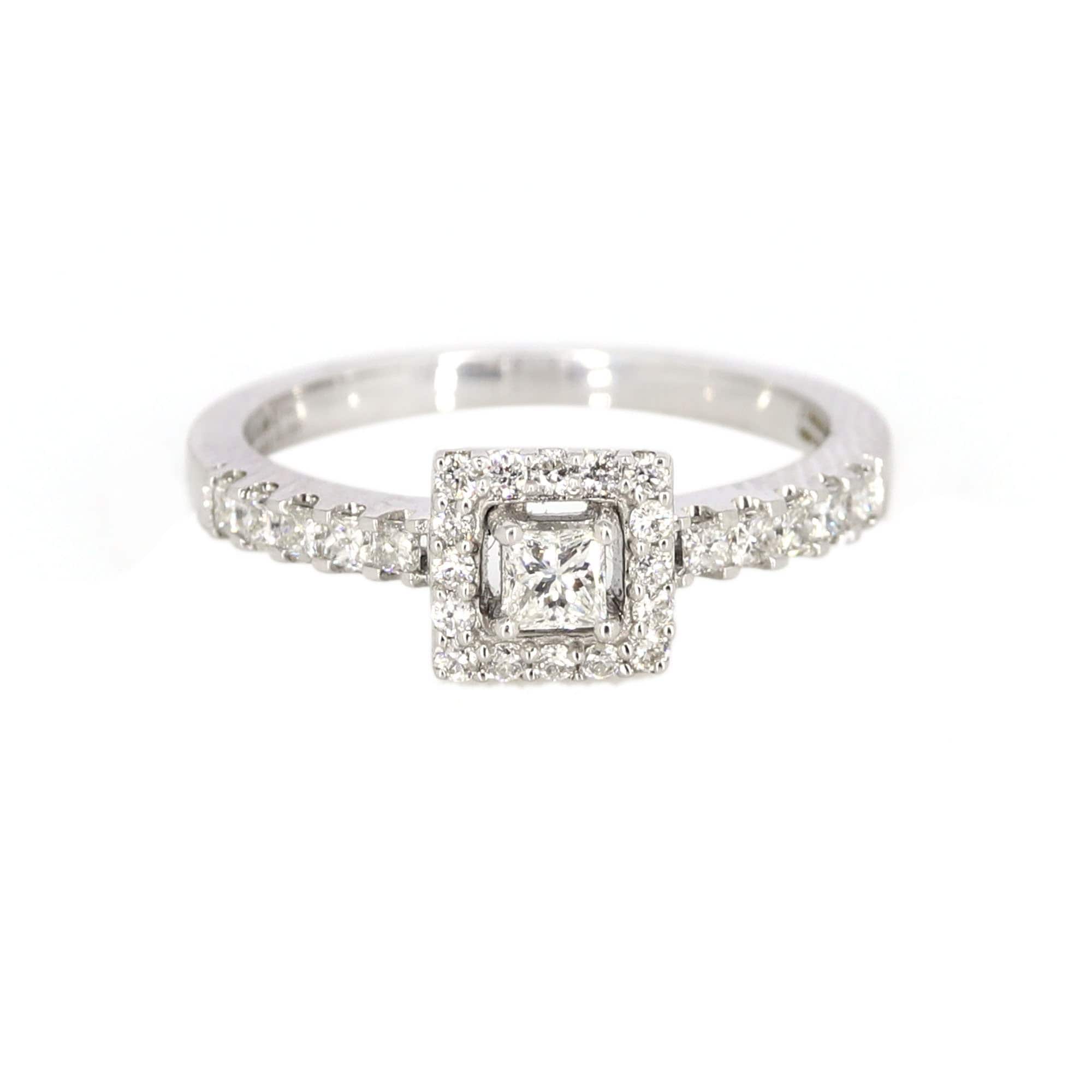 White Engagement Ring 18K Gold