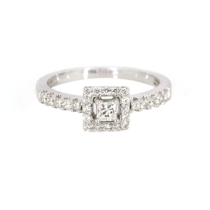 White Engagement Ring 18K Gold