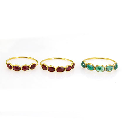 Ruby Emerald Ring 14K Gold