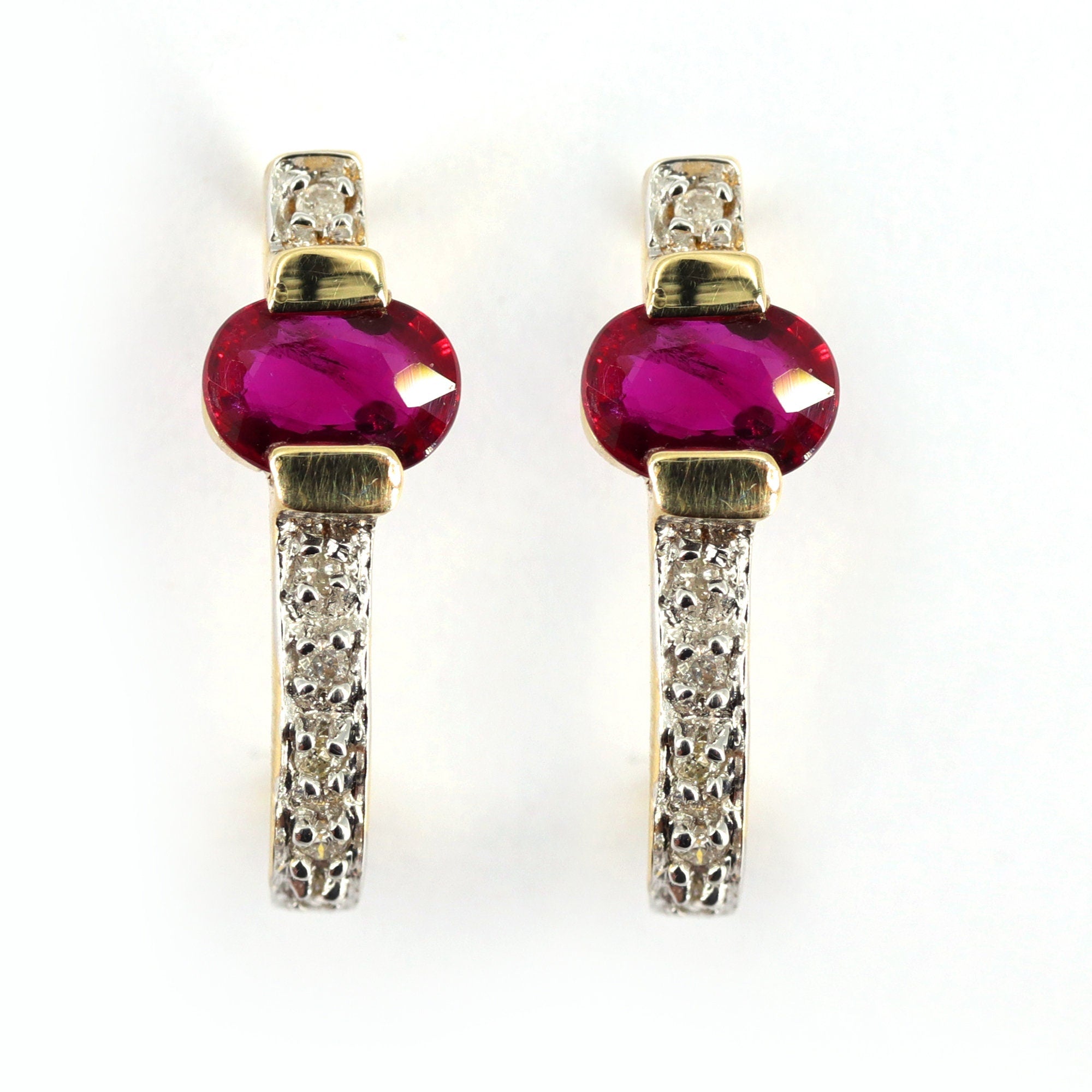 Ruby Studs/ Yellow Dainty Studs/ Earring 14K Gold