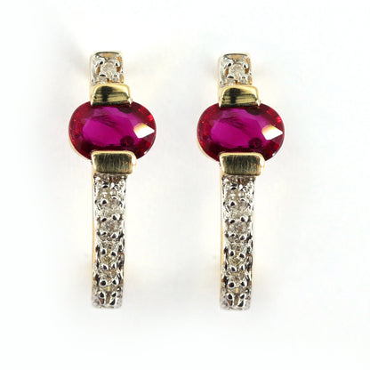 Ruby Studs/ Yellow Dainty Studs/ Earring 14K Gold