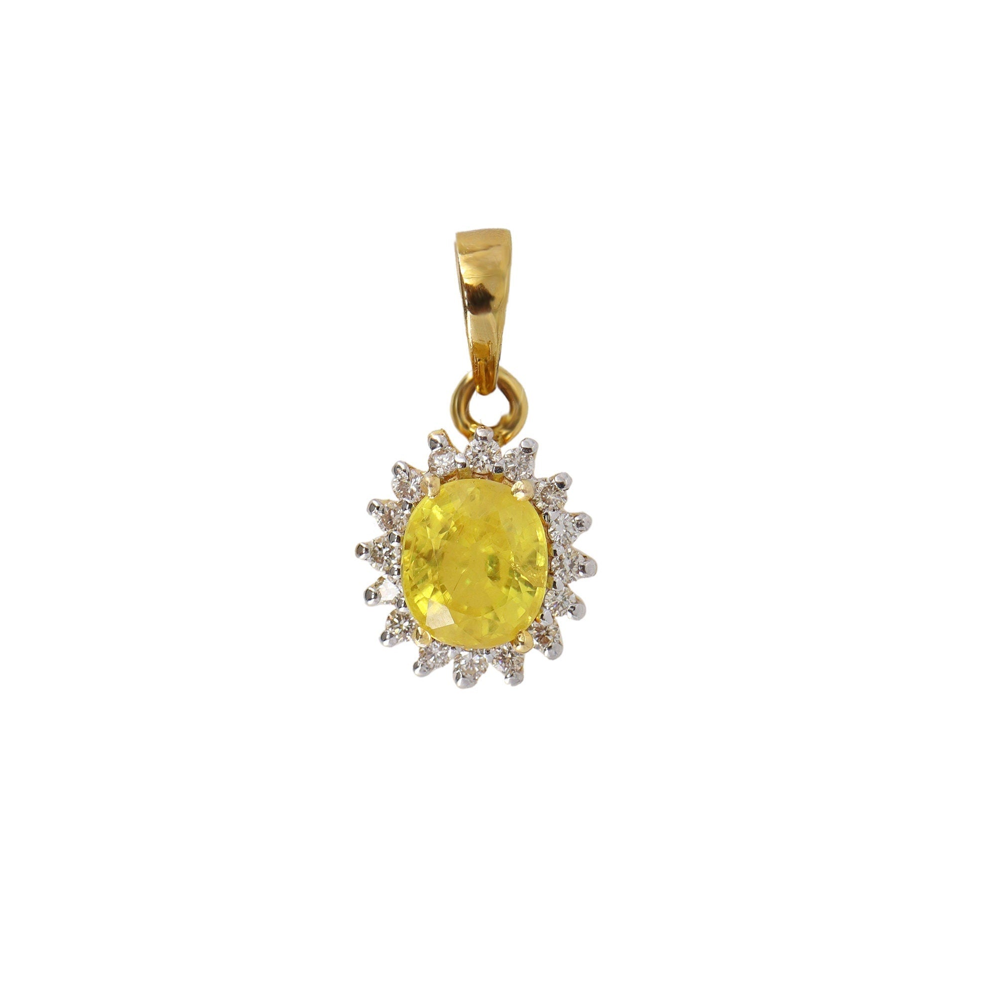 Yellow Sapphire Pendant 14K Gold