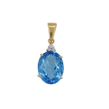 Dark Blue Topaz Necklace 14K Gold