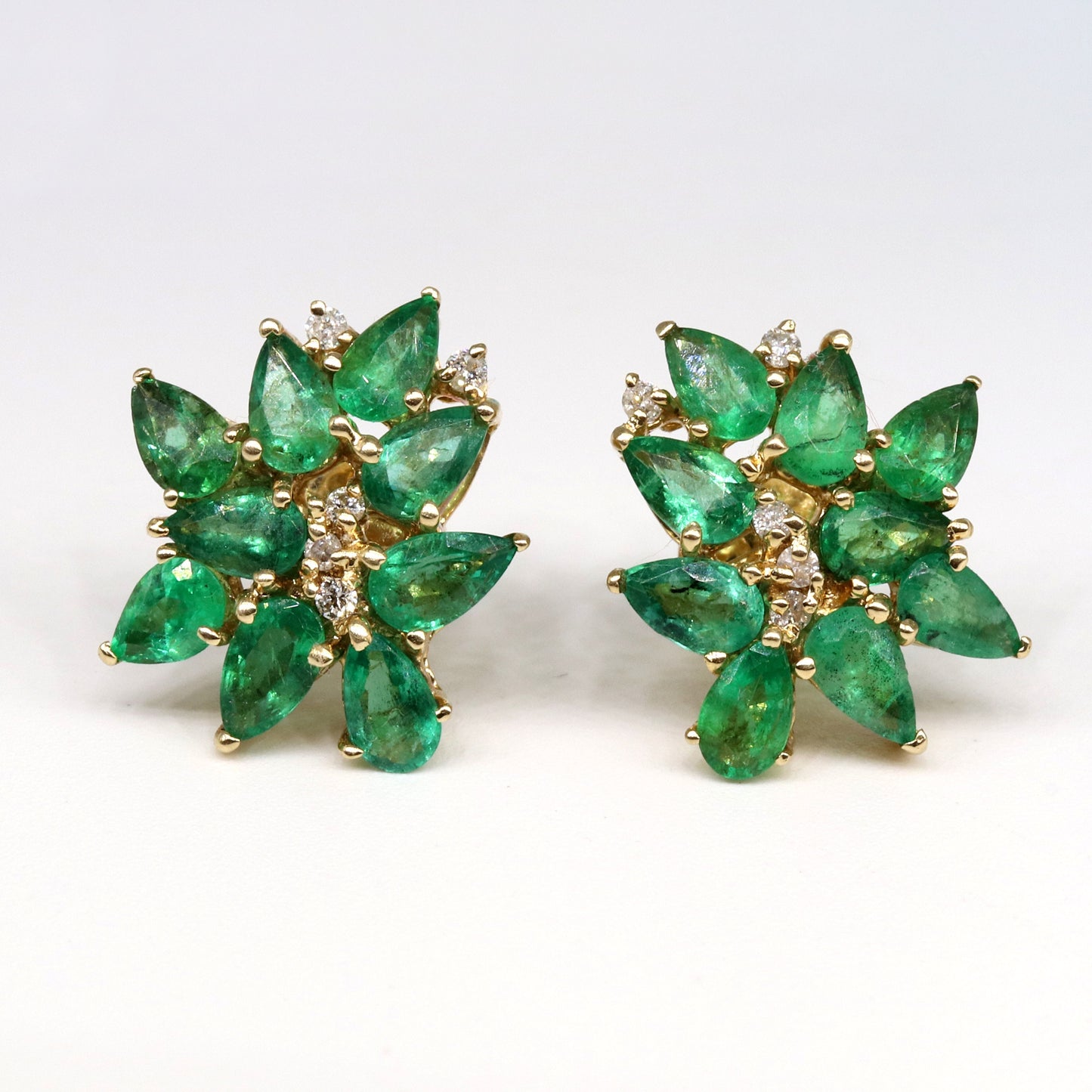 Yellow Women Studs / Emerald Earring 14K Gold