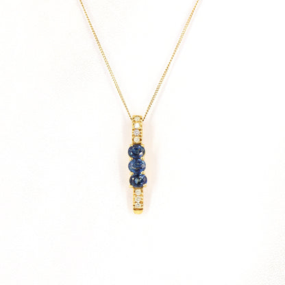 Yellow Blue Sapphire Pendant 18K Gold