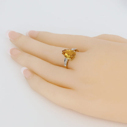 Pear Cut Citrine Ring 14K Gold