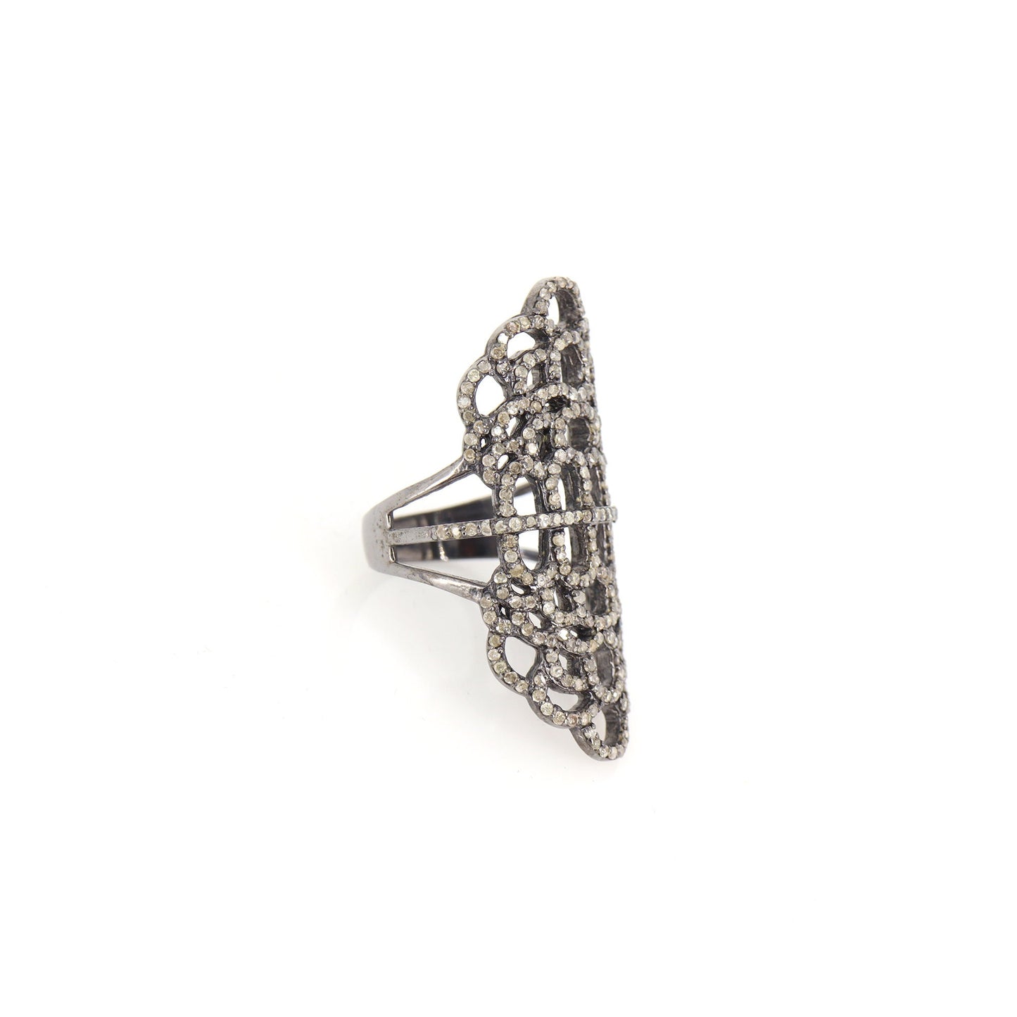 Pave Filigree Women'S Ring Silver