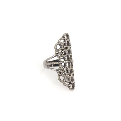 Pave Filigree Women'S Ring Silver