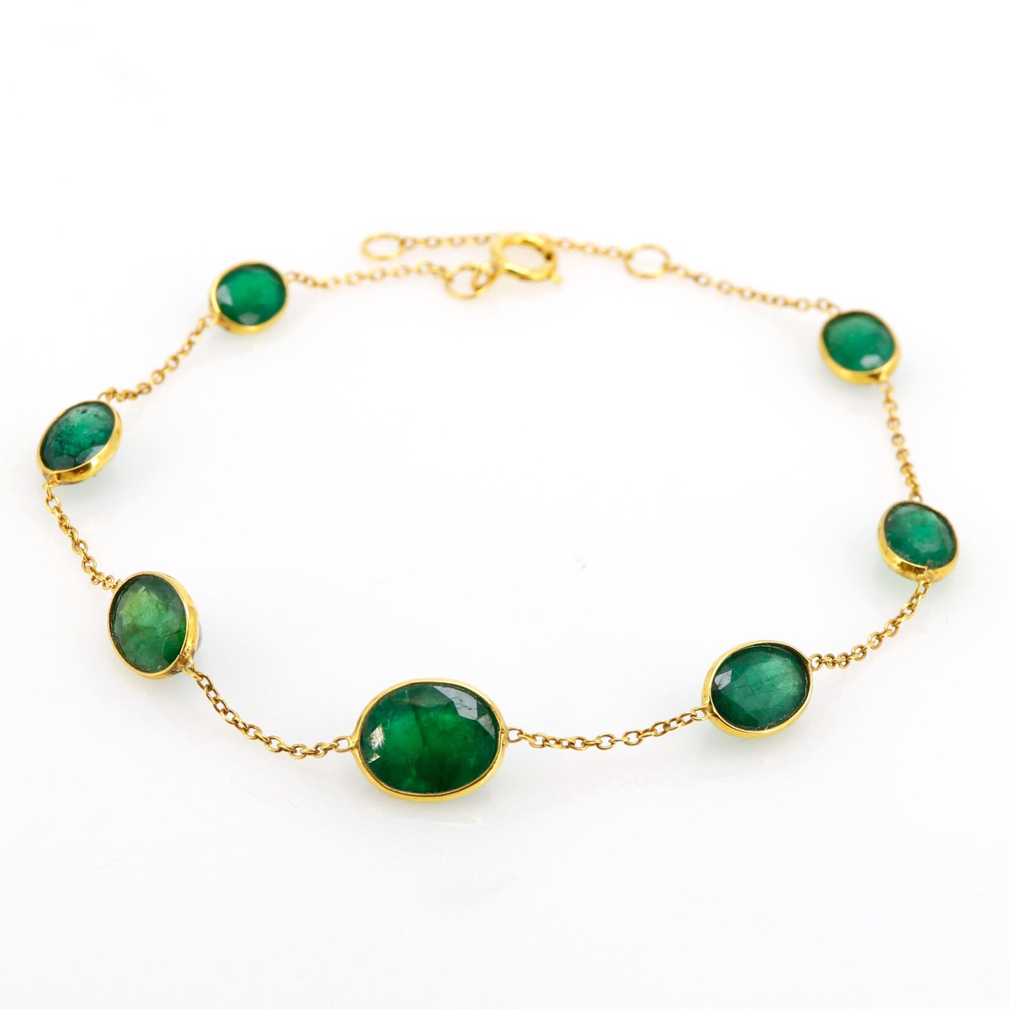 Green Emerald Bracelet 14K Gold