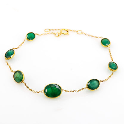Green Emerald Bracelet 14K Gold