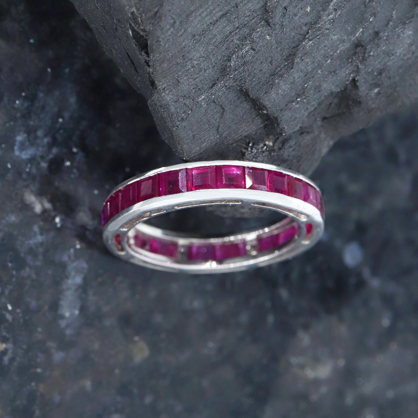Full Eternity Band Ruby Ring Silver
