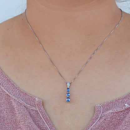 Blue Sapphire Pendant 14K Gold