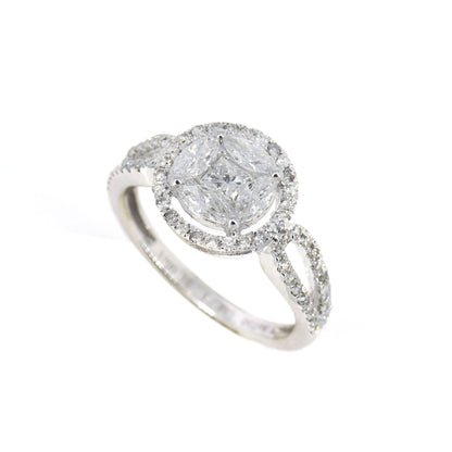 Illusion Setting 1 White Ring 18K Gold