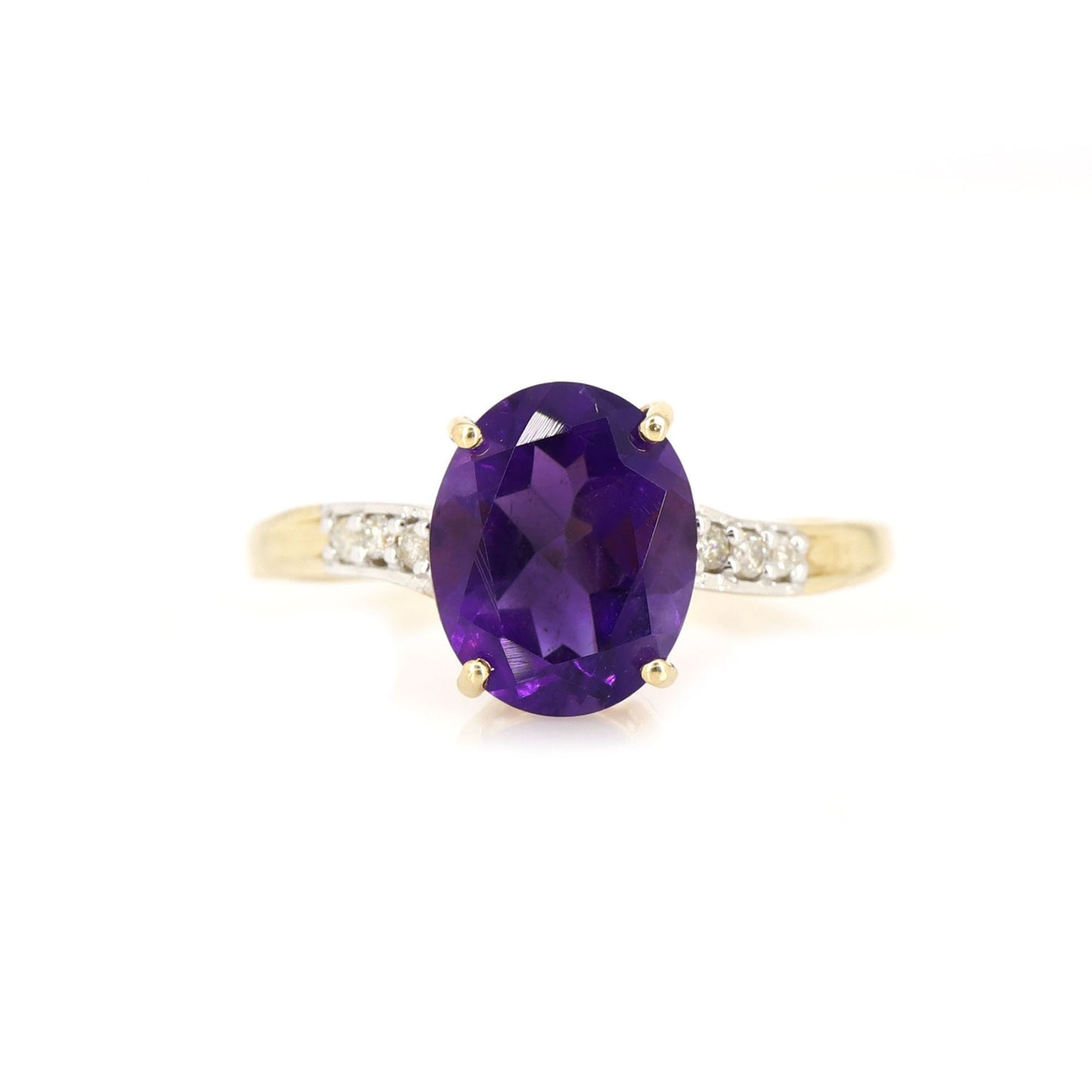 Yellow Genuine Amethyst Ring 14K Gold