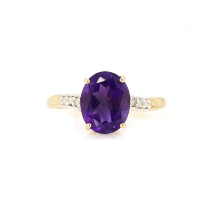 Yellow Genuine Amethyst Ring 14K Gold