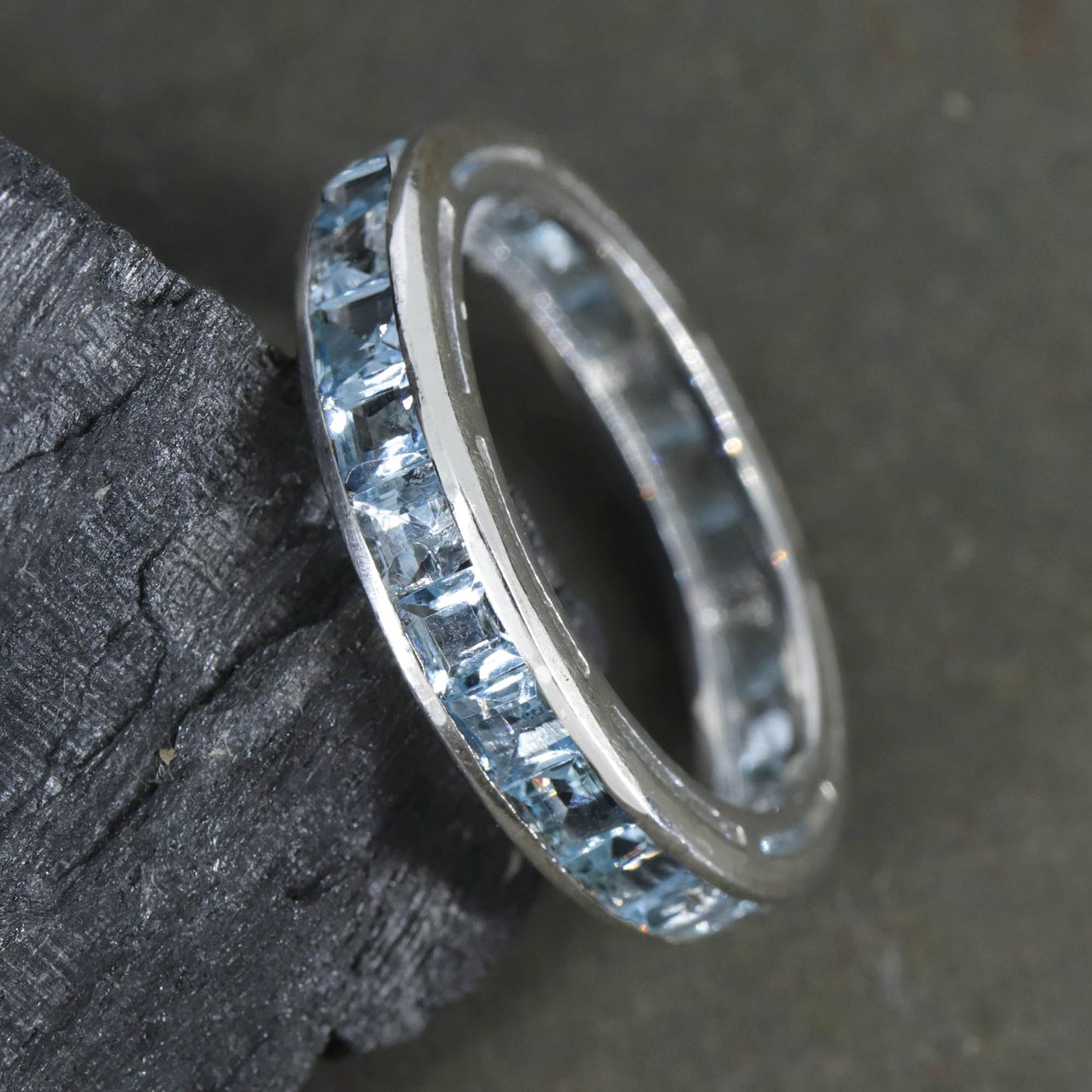 Full Eternity Band Blue Topaz Ring Silver