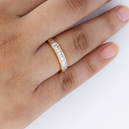 Promise Band Yellow Baguette & Tapered Cut Ring 14K Gold