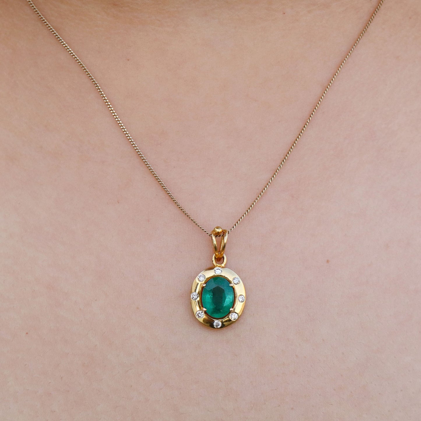 Yellow Emerald Pendant 18K Gold