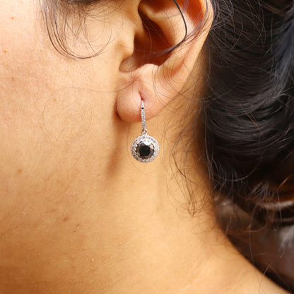 Genuine White Black & White Drop / Dangle Earring 18K Gold
