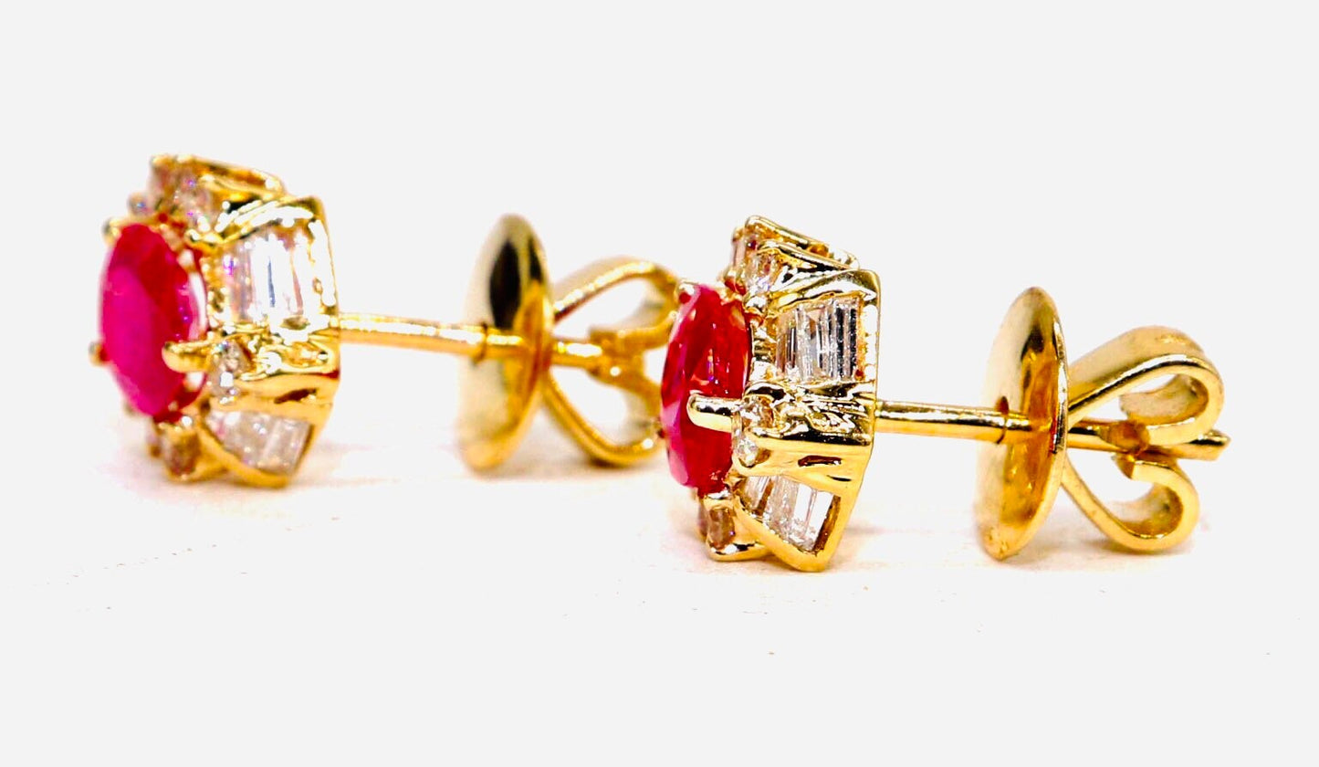 Ruby Studs Yellow Oval Cut Ruby Earring 14K Gold