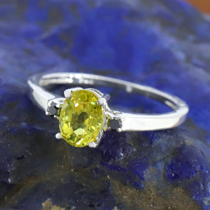 Oval Cut Yellow Sapphire Ring Silver