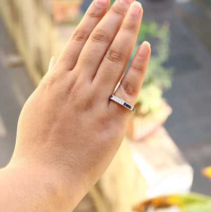 Unique Half Eternity Art Deco Wedding Band White Princess Cut Blue Sapphire Anniversary Unique Shape Band 18K Gold