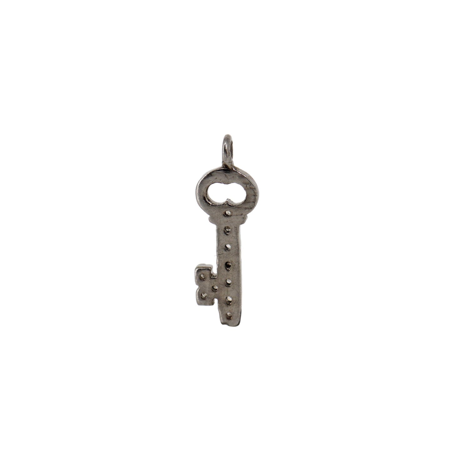 Pave Key Charm 925 Sterling Pave Key Charm Pendant Silver